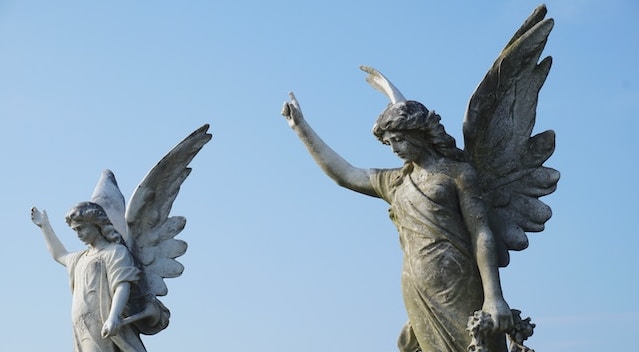 two angel statues